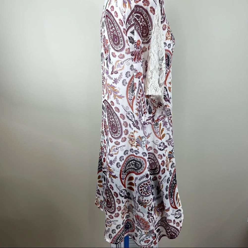 🌟SOLD American Eagle Outfitters kimono duster 3/$25 sheer PAISLEY BoHo FLORAL L - Picture 8 of 14